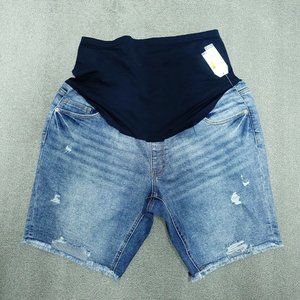 Time & Tru Demin Jean Maternity Bermuda Short Comfort Belly S 4/6
